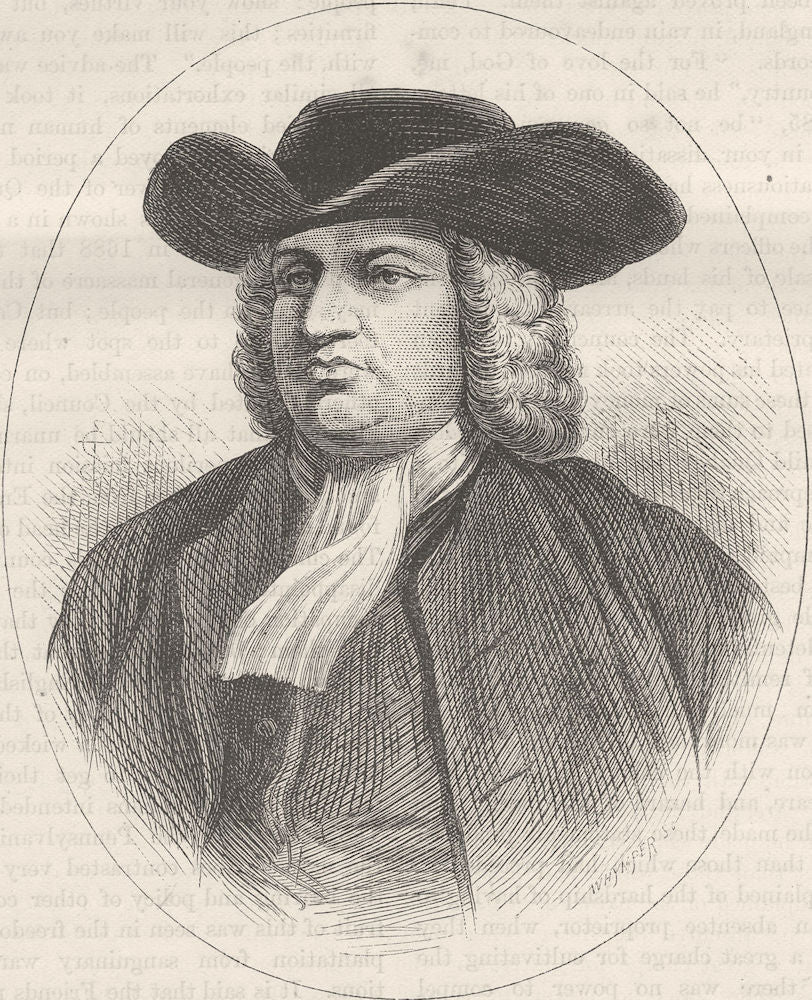 POLITICS. William Penn c1880 old antique vintage print picture